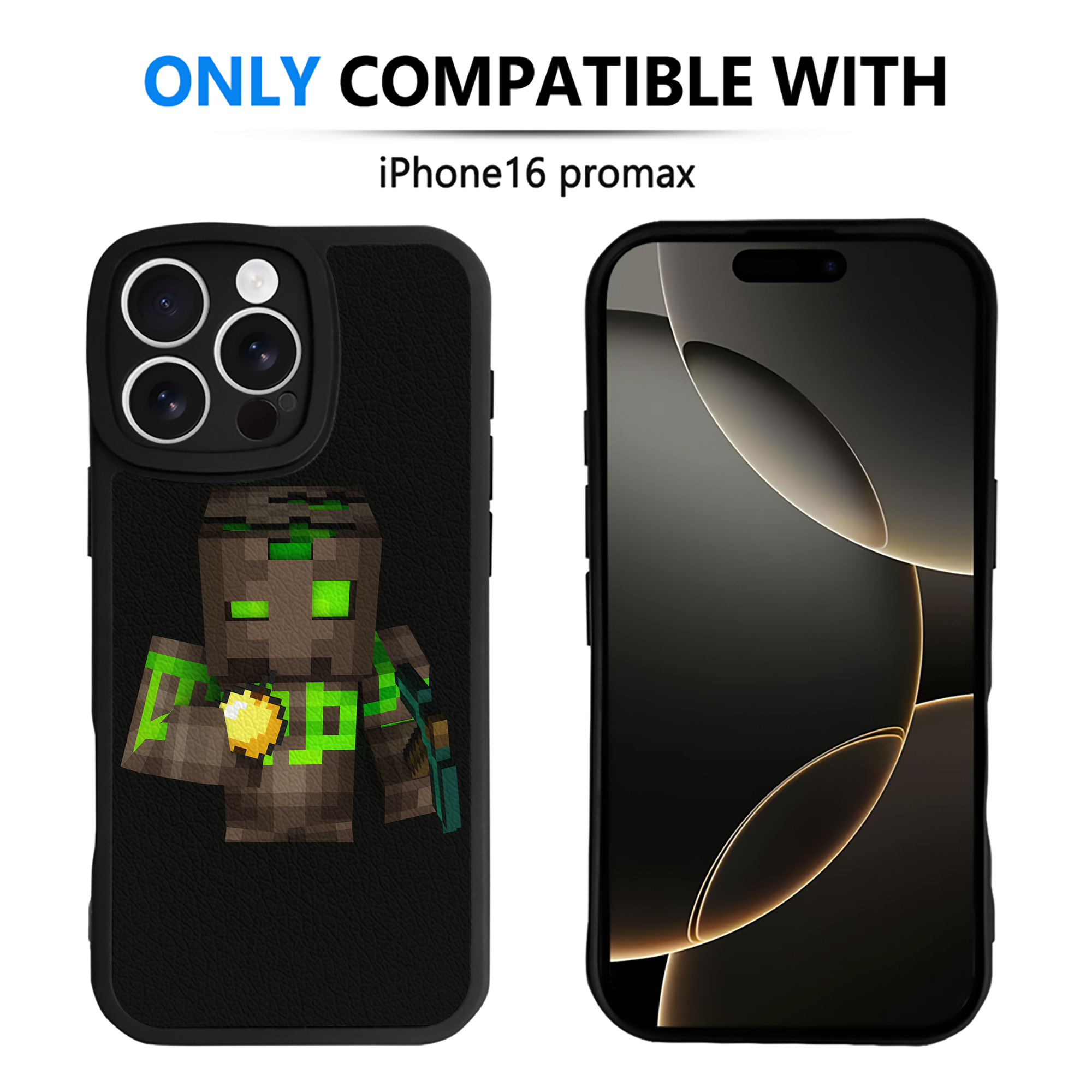 （画像用） マインクラフト ブロックの世界 Minecraft MC Block world 【iPhone 16シリーズ対応】シリコンスマホケース（レザー調） 材質：シリコン